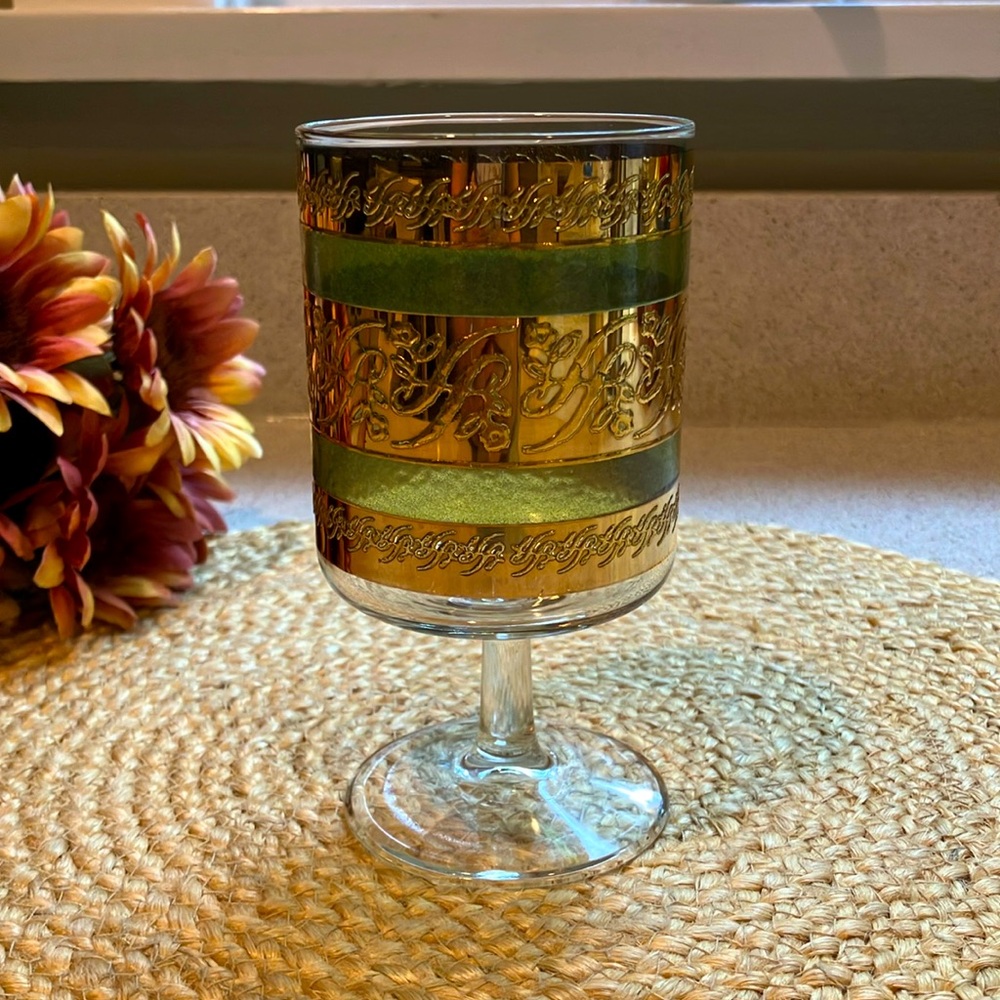 Vintage Culver Starlyte Green Wine/Water Glass Goblet